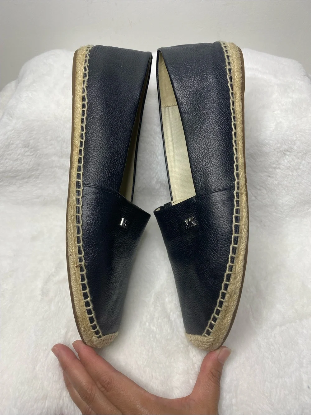 Michael Kors Navy Leather Espadrille Slip-On